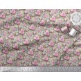 thumbnail image 2 of Soimoi Modal Satin Tissu Feuilles & Rose Imprimé Floral 1 Yard 42 Inch Wide, 2 of 3