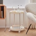 thumbnail image 1 of EGNMCR Home Coffee Table Movable Shelf Sofa Side Table Cart Bedside Shelf With Wheels Shelf Living Room Double Tier Organizer, 1 of 6
