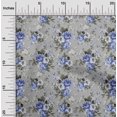 thumbnail image 2 of oneOone Tissu Polyester Spandex Bleu Moyen Floral Rétro Matériel de Couture Imprimé Tissu au Mètre 56 Pouces de Large, 2 of 5
