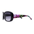 thumbnail image 4 of Kids Size Girls Classic 90s Designer Style Wrap Rounded Rectangle Sunglasses Black Fuchsia Flower Arm, 4 of 4