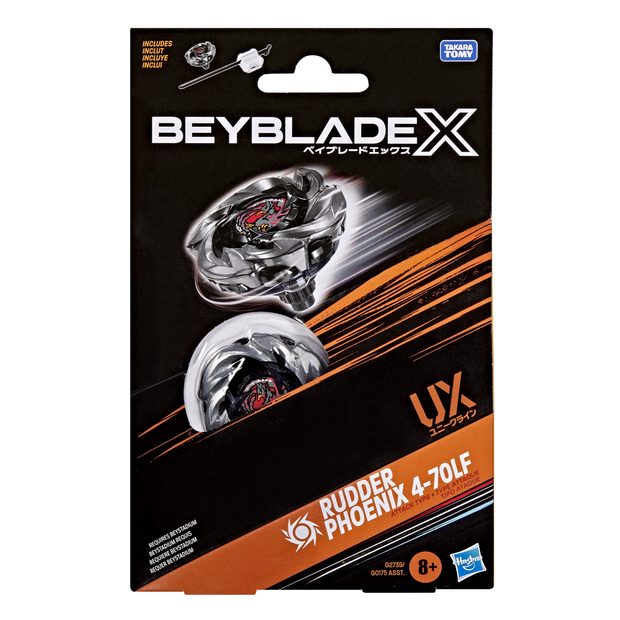 Beyblade X Rudder Phoenix 4-70LF UX Starter Pack Top and Launcher