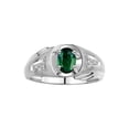 thumbnail image 1 of RYLOS Men's Rings Sterling Silver Rings Classic Designer Style 8X6MM Gemstone & Diamond Ring Green Sapphire September Birthstone Rings For Men Size 8, 1 of 7