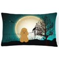 thumbnail image 1 of Halloween Scary Poodle Tan Canvas Fabric Decorative Pillow, 1 of 1