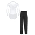 thumbnail image 2 of Alvivi Justaucorps de Danse Latine pour Hommes à Col en V Profond Pantalon de Danse Salsa Moderne Salsa Rumba Tango Tenue de Compétition Blanc P, 2 of 6