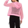 thumbnail image 3 of INSPIRE CHIC Veste à Poignets Côtelés pour Femmes Chandail à Capuchon Blouson Bomber en Maille TP Rose, 3 of 6