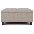 thumbnail image 2 of SIMPLIHOME Harrison Pouf de Rangement Carré de 36 Pouces de Large pour Table Basse avec Dessus Relevable, Tabouret Repose-Pieds Cocktail en Tissu Tweed Platine Capitonné Rembourré pour le Salon, Traditionnel, 2 of 2