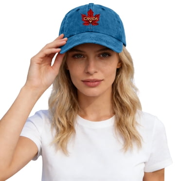 HJYCHN Casquettes pour Hommes Usées Unisexes Ajustables avec Imprimé de la Fête du Canada Casquettes de Baseball pour Femmes Bleu Taille Unique