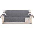 thumbnail image 1 of Reversible Sofa Slipcover Furniture Protector Water Resistant 2 Inch Wide Elastic Straps Sofa Cover Couch Covers Pets Kids Fit Sitting Width Up to 78"(Oversized Sofa, Grey/Beige), 1 of 7