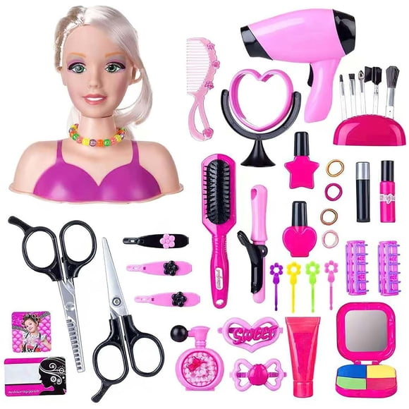 Hair Styling Doll under $5! CQCYDKidsHairdressing Makeup Doll Head, Hair StylingToySet for Girls, Pretend Play Beauty Salon Kit,Children's Hair Braiding Doll, Complete Makeup and Hair Dressing Set