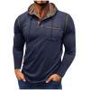 WRKEKC Men's Quarter Zip Pullover Hoodie Button Neck Half Cardigan Sweatshirt Solid Color Lightweight Fleece Casual Hooded Top with Chest Pocket