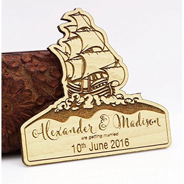 Rustic Wedding Save The Date Wooden Magnet 20 Custom Engraved Wooden Magnet Personalized Gift