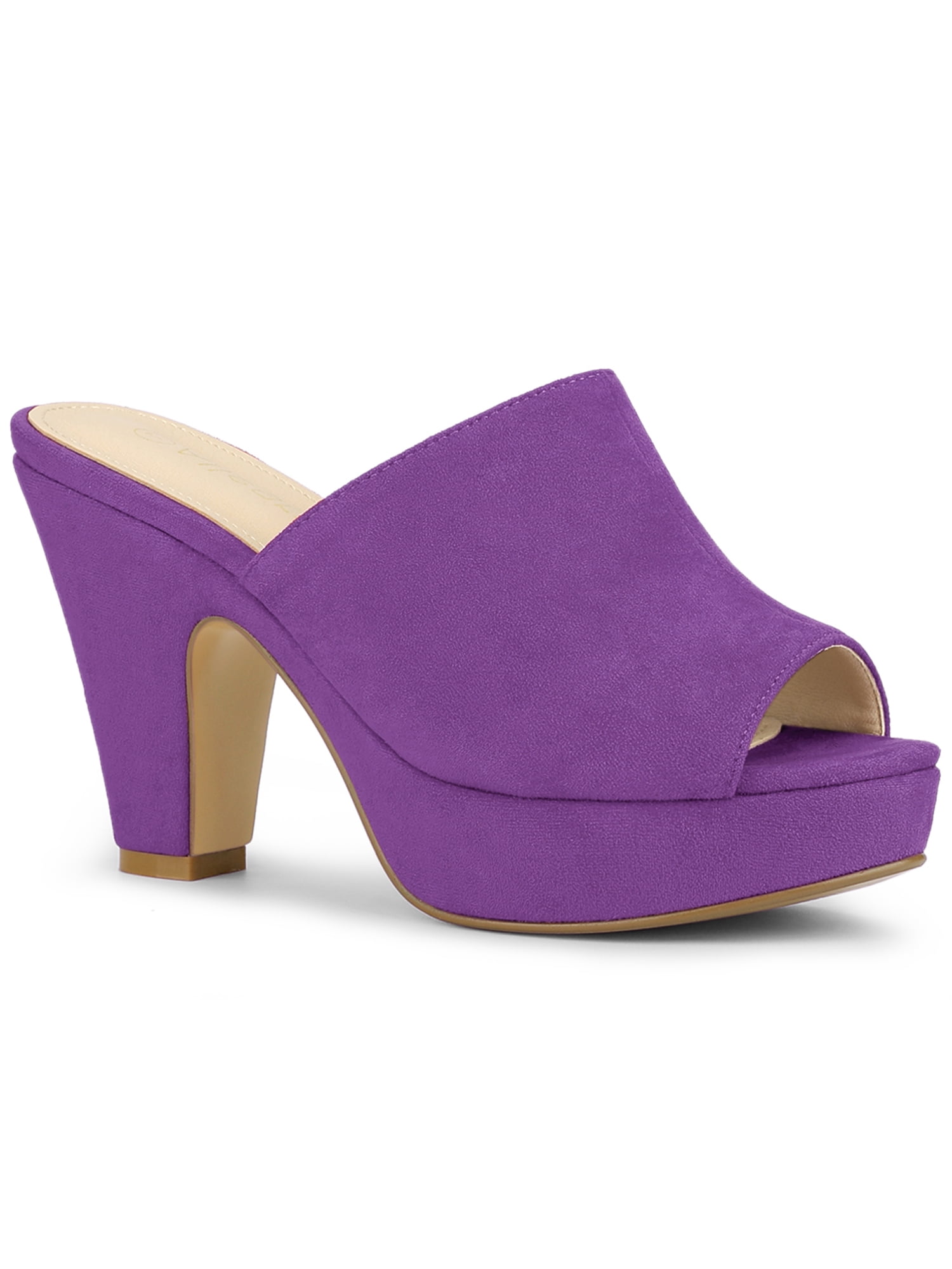 BLISSFUL STEP Sandales à Talons Épais à Plateforme à Bout Ouvert pour Femmes Violet 9