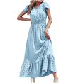 thumbnail image 1 of Mefallenssiah Women'S Short Sleeved Solid Color Short Sleeved V-Neck Dress, 1 of 1