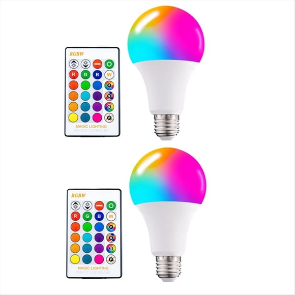 Color Changing Light Bulb with Remote 16 Color Multicolor RGB Flood Light 15W E27 Dimmable LED Light Bulb,2 x LED lights 2 x Remote control