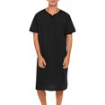 thumbnail image 2 of Chemise de Nuit Texturée en Coton pour Hommes, Robe de Nuit à Manches Courtes, Longue Robe, Blouse à Col en V, Haut de Pyjama, Coupe Ample et Décontractée, Confort, Chemise de Nuit Décontractée avec Poches, 2 of 6
