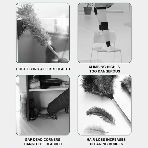 Blind Cleaner Duster Tool 7-Shaped Handheld, Feather Dusters for Cleaning 2.85M Telescopic, Electrostatic Venetian Blind Brush for Shutters Blinds