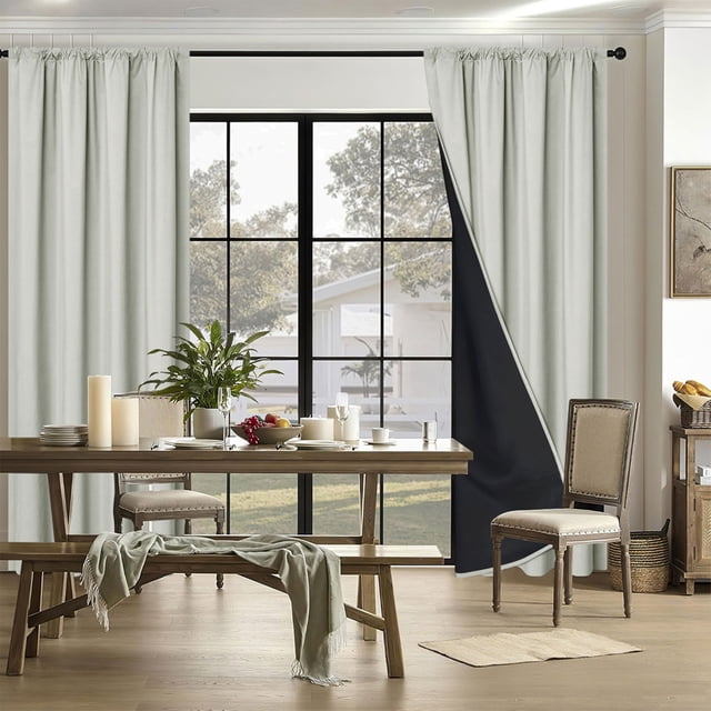 Rod Pocket Blackout Curtains, Polyester Sun Blocking Panels, Living Room Window Treatments, Total Darkness for Enhanced Sleep, Light Control and UV Protection