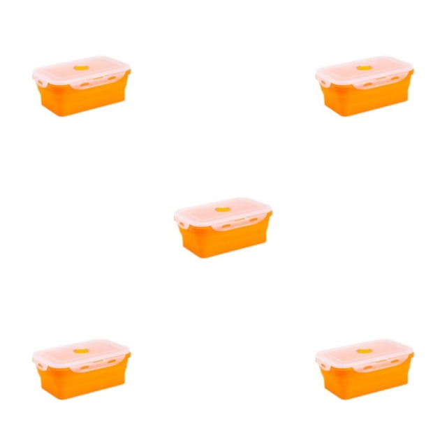 Ruiboury Silica Gel Compact And Convenient For Easy Storage Making Lightweight Sealed Preservation Box Microwave Lunch Box orange 1200ml 5Set