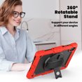 thumbnail image 4 of Case for Lenovo Tab K10 10.3 Inch / M10 FHD Plus 2020 2nd Gen with Screen Protector, 360 Degree Rotating Kickstand Hand Strap Heavy Duty Shockproof Cover with Shoulder Strap, Red, 4 of 7