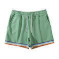 thumbnail image 3 of toraway Mens Summer Solid Color Rainbow Pants Pocket Drawstring Loose Casual Sports Running Straight Shorts Beach Pants M, 3 of 3