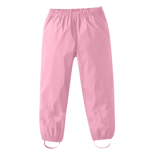 YOUSNH Pantalon de Pluie Imperméable pour Enfants 1-12 Ans, Taille Élastique Ajustable avec Coutures Renforcées, Garçons et Filles Jeu Extérieur Randonnée Équipement Anti-Éclaboussures Pantalon de Pluie Enfants Rose 3-4 Ans