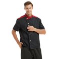 thumbnail image 3 of TOPTIE Manteau de Chef Unisexe à Manches Courtes, Veste, Noir à Boutons-Pression, 3 of 8