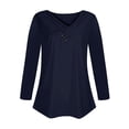thumbnail image 4 of Timegard Womens Tops V-Neck Ruched Button Long Sleeve Solid Color Comfy Tee Dressy Casual Tunic Top, 4 of 4