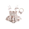 thumbnail image 1 of Gupgi Floral Rompers for Baby Girl Adjustable Straps Tie Up Ruffles Jumpsuits, 1 of 8