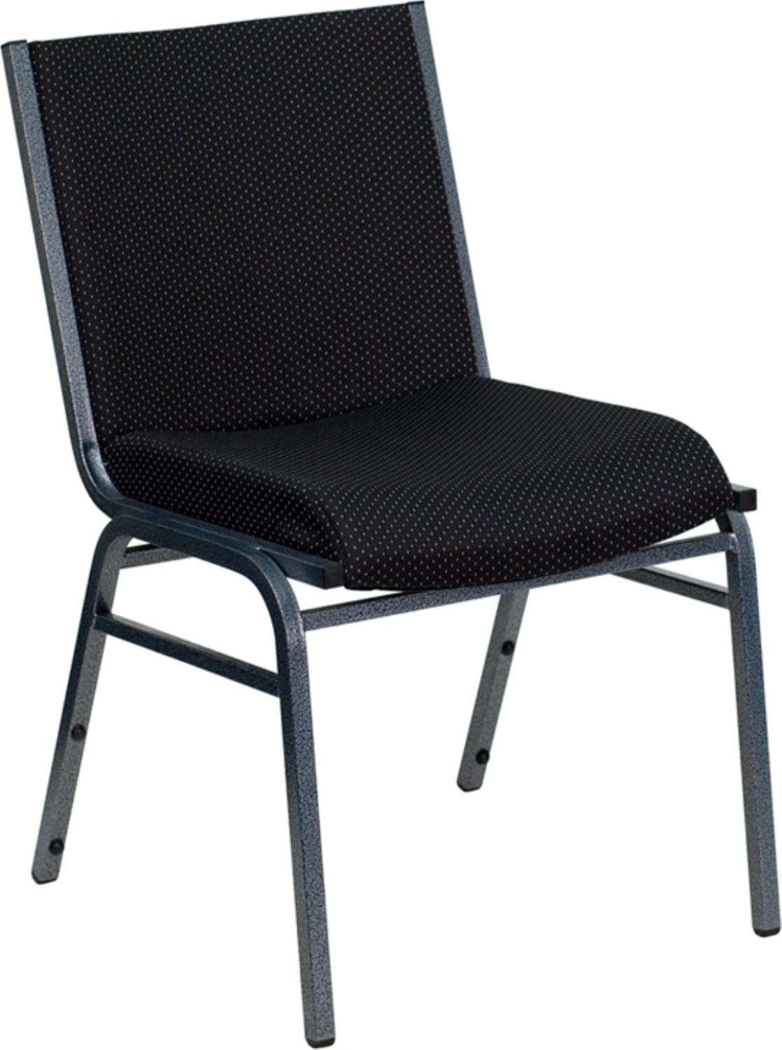 Bowery Hill Fabric/Metal Multipurpose Stacking Guest Chair in Black