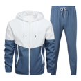 thumbnail image 1 of cllios Color Block Tracksuits for Men Big and Tall Long Sleeve Hoodies and Drawstring Sweatpants Sets Hooded Jackets Sports Matching Suits Mens 2 Piece Outfits, 1 of 8