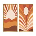 thumbnail image 2 of Designart "Midcentury Terracotta Sun Retro Landscape II" Modern Midcentury Framed Wall Art Set Of 2 - Mid-Century Brown Gallery Wall Frame Set For Home Decor, 2 of 6
