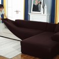 thumbnail image 1 of Housse de Sofa en L Extensible et Durable pour 1 2 3 4 Places (Brun, Forme en L : 2 Places + 3 Places), 1 of 6