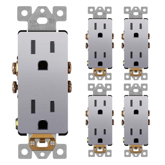 LIDER Matte Finish Decorator Receptacle with Interchangeable Face Cover, Child Safe Tamper-Resistant Wall Outlet, Residential Grade, Self-G