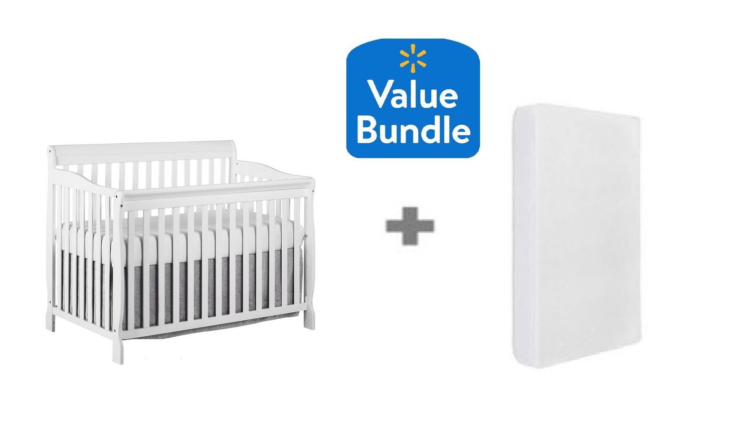 Concord Baby Sara 4 in 1 Convertible Crib White + Bonus Twinkle Twinkle Crib Mattress