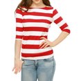 thumbnail image 2 of INSPIRE CHIC T-shirt à Manches au Coude d'Halloween pour Femme Haut Décontracté Basique Col Bateau Coupe Ajustée Tee Petit Rouge, 2 of 6