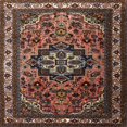 thumbnail image 1 of Ahgly Company Indoor Square Traditional Dark Almond Brown Medallion Area Rugs, 10' Square, 1 of 6