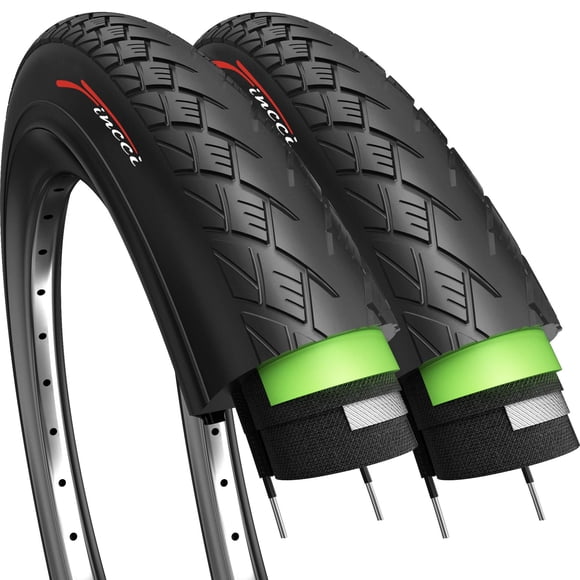 Fincci Paire de Pneus de Vélo 700X38C Pliables 40-622 avec Protection Anti-Crevaison de 1 mm pour Vélo Électrique Route Montagne VTT Hybride Bicyclette avec Pneus 700 X 38C - Lot de 2