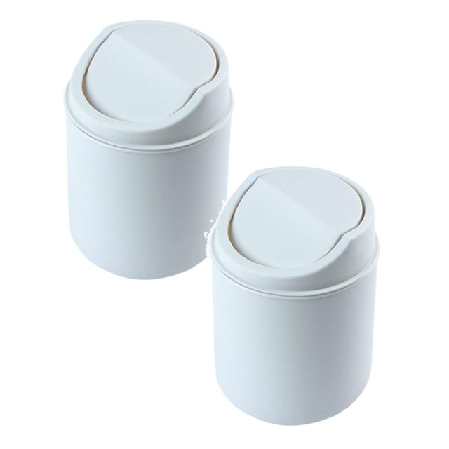 Oleegame 2PC Trashcans For Bedroom Room Creative Kitchen Can Trash Desktops Mini Covered Kitchen,Dining & Bar White
