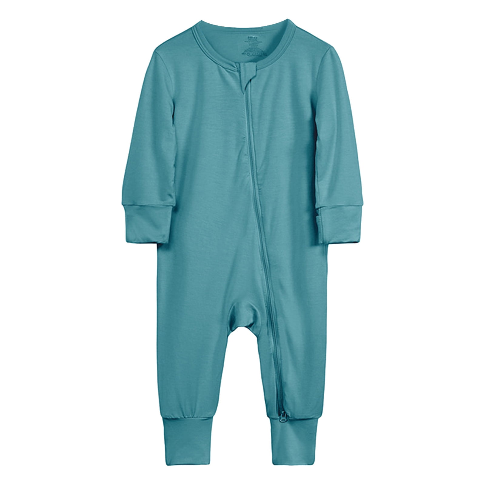WEIYLL Boys Rompers Solid Color Zipper Long Sleeve Sleeper Warm Spring Autumn Sky Blue Baby Overalls for 18-24 Months