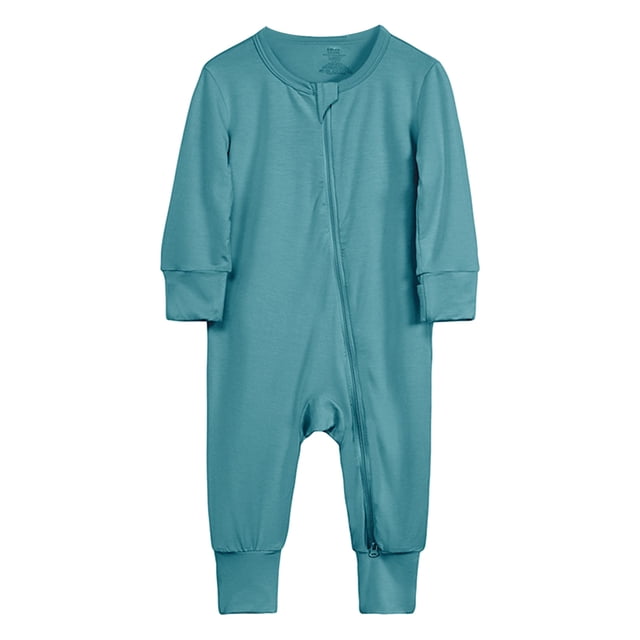 WEIYLL Boys Rompers Solid Color Zipper Long Sleeve Sleeper Warm Spring Autumn Sky Blue Baby Overalls for 18-24 Months