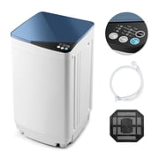 Giantex Machine à Laver Entièrement Automatique, Laveuse et Essoreuse Combo de 7.7lbs avec Lumière de Baril Intégrée, Pompe de Drainage et Long Tuyau, Laveuse Compacte pour Petits Espaces/VR/Dortoir (Bleu)