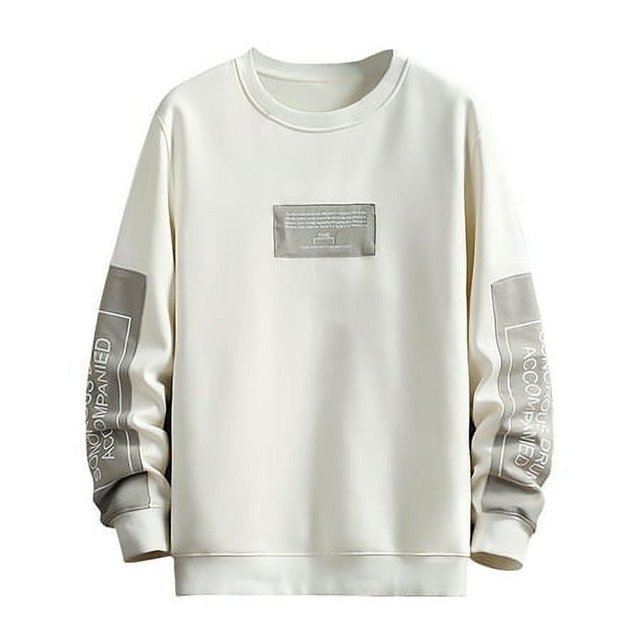 PMUYBHF Chandails en Molleton pour Hommes Sans Capuche Fermeture Éclair Complète Chandail en Molleton Patchwork Col Rond Manches Longues Léger Chandail en Molleton Décontracté Chandail d'Entraînement Hauts pour Hommes Chandails en Molleton à Capuche Amusants