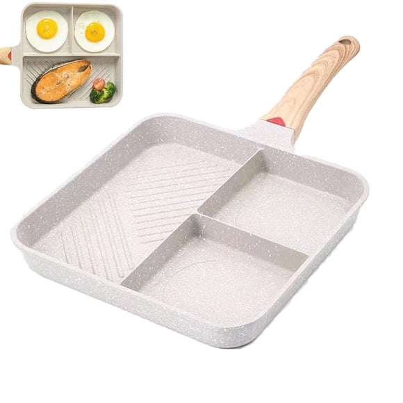 Divided Saute Pan for Cooking Nonstick Egg Frying Pan for Pancakes and Sausage Omelet Pan for Indoor Cooking and Outdoor Grilling