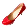 thumbnail image 1 of Escarpins à Talons Hauts pour Femmes, Plateforme, Talon Aiguille, Talon en Liège, Bout Rond, à Enfiler, Escarpins Habillés, Rouge, 1 of 6