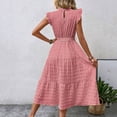 thumbnail image 4 of Ovzne Robes pour Femmes 2025 Robe Mode Femmes Été Décontractée Col Rond à Volants Manches Courtes Robe Unie Robe pour Femmes Manches Courtes Liquidation, 4 of 6