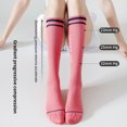 thumbnail image 4 of Visland 1 Pair Compression Stockings Striped Stretchy Long Tube Anti-Fatigue Sporty Socks for Running Climbing Riding, 4 of 6