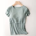 thumbnail image 1 of TIMIFIS T-Shirt d'Allaitement Vert pour Femmes à Manches Courtes d'Été, T-Shirt d'Allaitement Décontracté à Col Rond Uni, T-Shirt Post-Partum - Printemps/été, 1 of 3