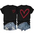 thumbnail image 1 of fatyb Heart T-Shirts pour Femmes Manches Courtes Col Rond T-Shirt Graphique Été Décontracté Imprimé, 1 of 3