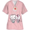 thumbnail image 4 of Uniforme d'Infirmière pour Femmes à Manches Courtes Hello Kitty Uniforme de Travail Blouse à Poche Hauts de Sarrau Uniformes Médicaux d'Infirmière Accessoires, 4 of 6