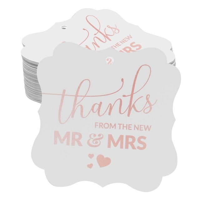 Inkdotpot Pack Of 50 Thanks From The New Wedding Paper Tags DIY Craft Bracket Shape Real Rose Gold Foil Hang Tags